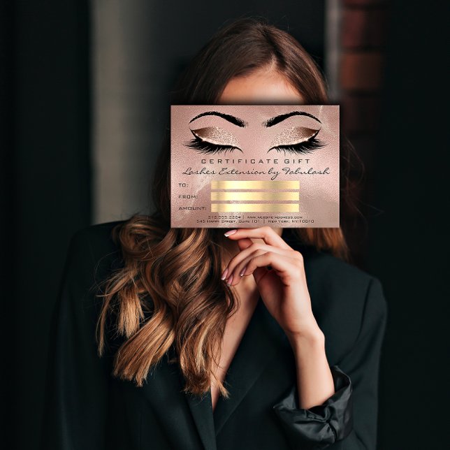 Konstnärscertifikat Ro Guld Makeup (Lashes Rose Gold Makeup Artist Certificate Gift )