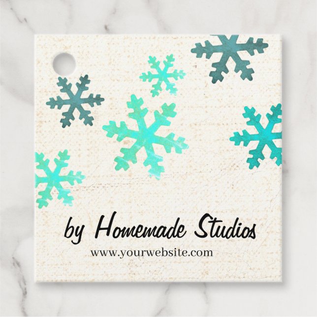 Konstnärsduk Snöflinga Lycka Gåvor Etiketter (Framsida)