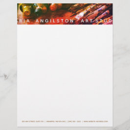 Konstnärsfärger och penslar brevhuvud