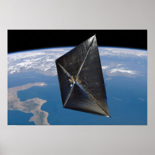 Konstnärskoncept för NanoSail-D i rymden Poster