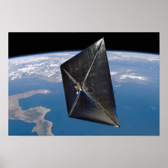 Konstnärskoncept för NanoSail-D i rymden Poster (Framsidan)