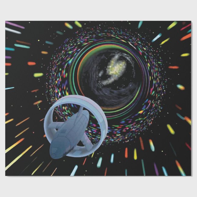 Konstnärskoncept Rymdfarkost Alcubierre Warp Drive Presentpapper (Platt)