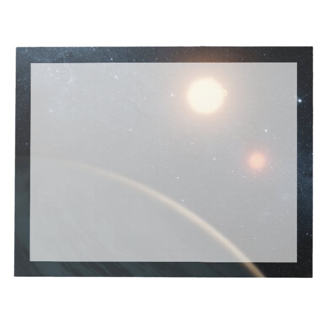 Konstnärskoncept som illustrerar Kepler-16b. Anteckningsblock (Framsida)