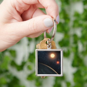 Konstnärskoncept som illustrerar Kepler-16b. Fyrkantig Silverfärgad Nyckelring