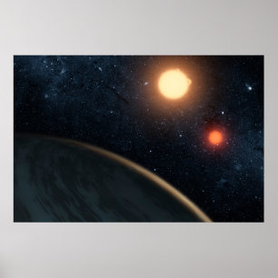 Konstnärskoncept som illustrerar Kepler-16b. Poster