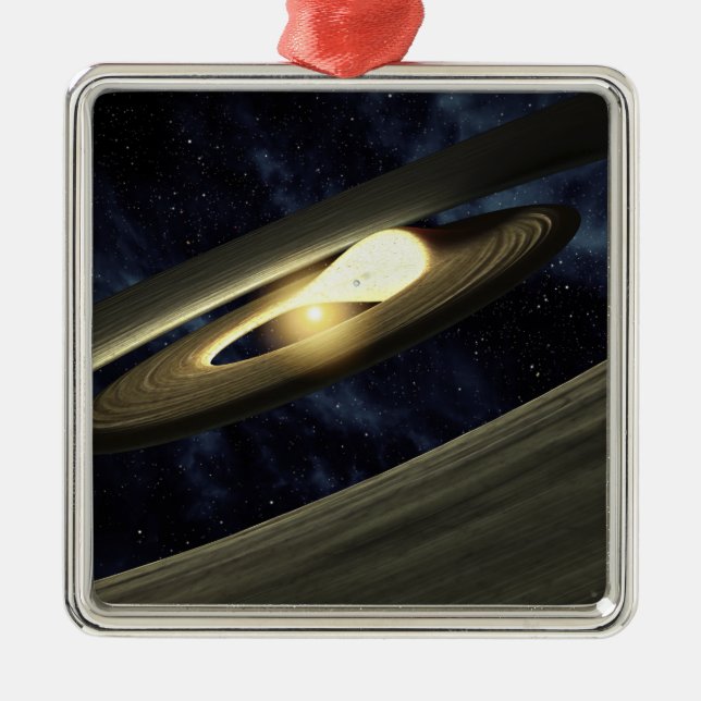 Konstnärskoncept som visar en klump material julgransprydnad metall (Framsidan)