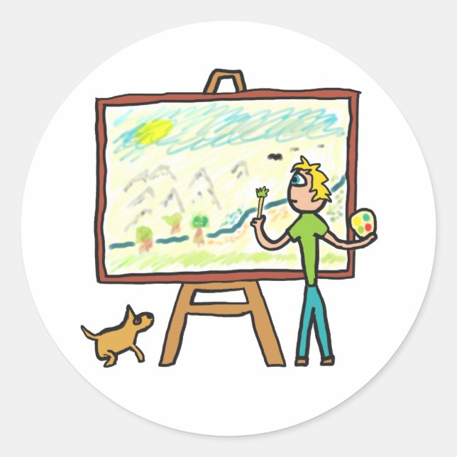 Konstnärsmålning Runt Klistermärke (Framsida)