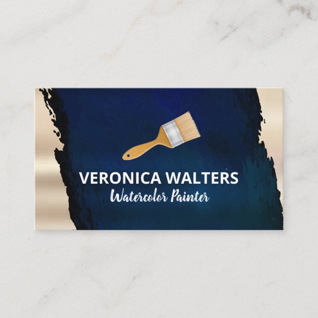 Konstnärspensel | Guld Stroke Foil Lojalitetskort (Framsida)