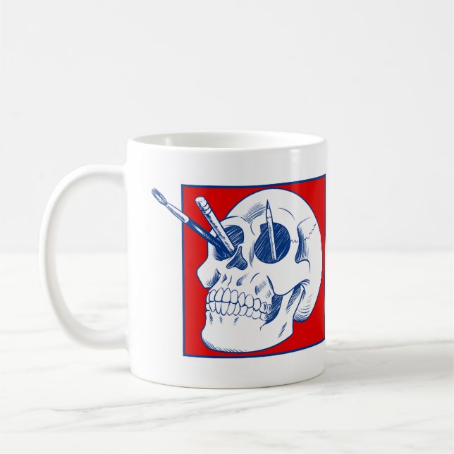 Konstnärsskal med pennor och penslar kaffemugg (Vänster)