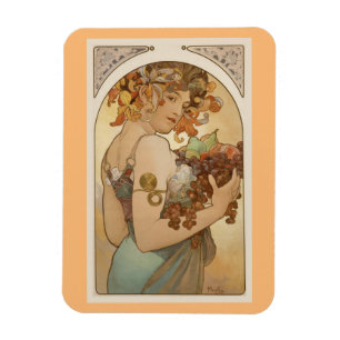 KonstNouveau Jugendstil Alfons Mucha frukt Magnet