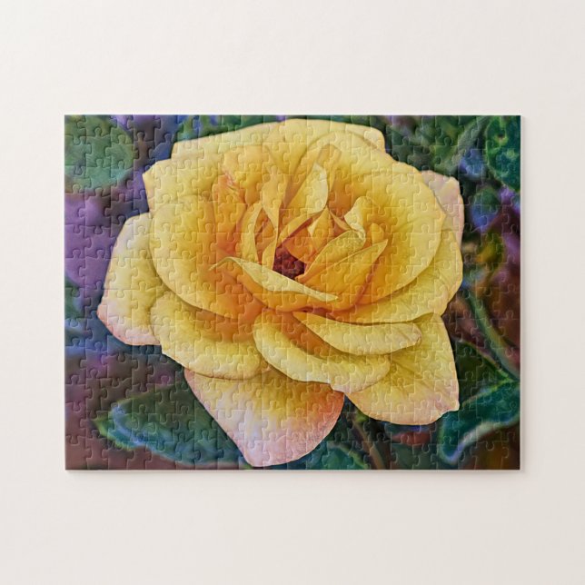 Konstpussel med gula rosenblommor pussel (Horisontell)