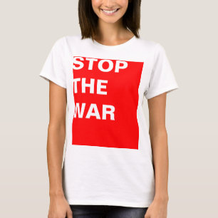 Konstruera "rektangle red STOP THE KRIG" T-shirt