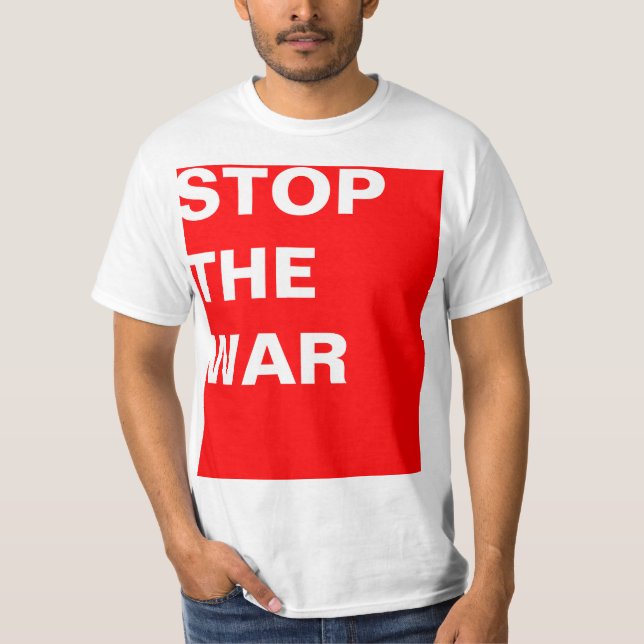 Konstruera "rektangle red STOP THE KRIG" T-shirt (Framsida)