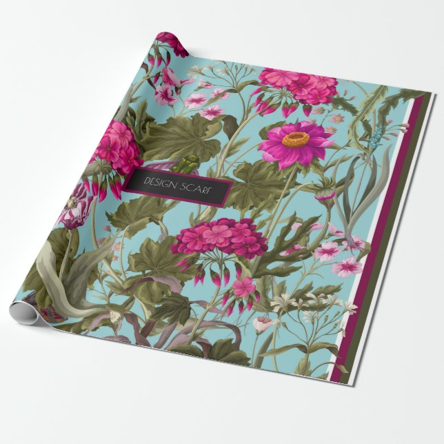 Konstruera scarf med geranium och vild blommor. Tr Presentpapper (Utrullad)