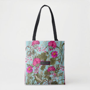 Konstruera scarf med geranium och vild blommor. Tr Tygkasse