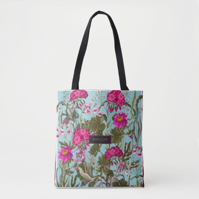 Konstruera scarf med geranium och vild blommor. Tr Tygkasse (Framsida)