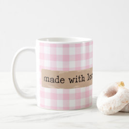 Konstruerade med Kärlek-Rosa och vitkontroller Kaffemugg
