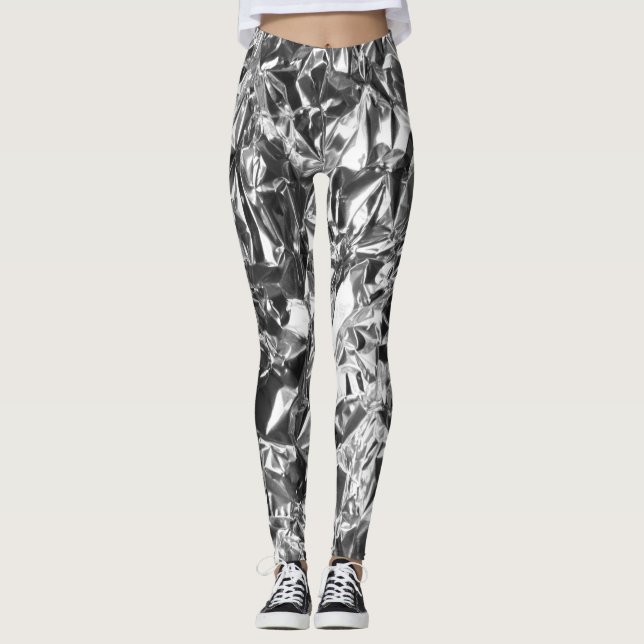 Konstruktion av aluminiumfolie Silver Färg Leggings (Framsida)