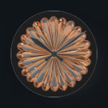Konstruktion av Art deco-koppar och svart fläkt-sn Rund Klocka<br><div class="desc">Art deco fläkt,  snäcka blomma i koppar och svart.</div>