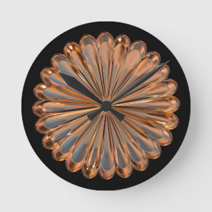 Konstruktion av Art deco-koppar och svart fläkt-sn Rund Klocka