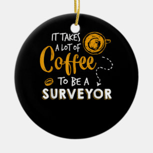 Konstruktion av Coffee Älskare Funny Surveyor Inge Julgransprydnad Keramik