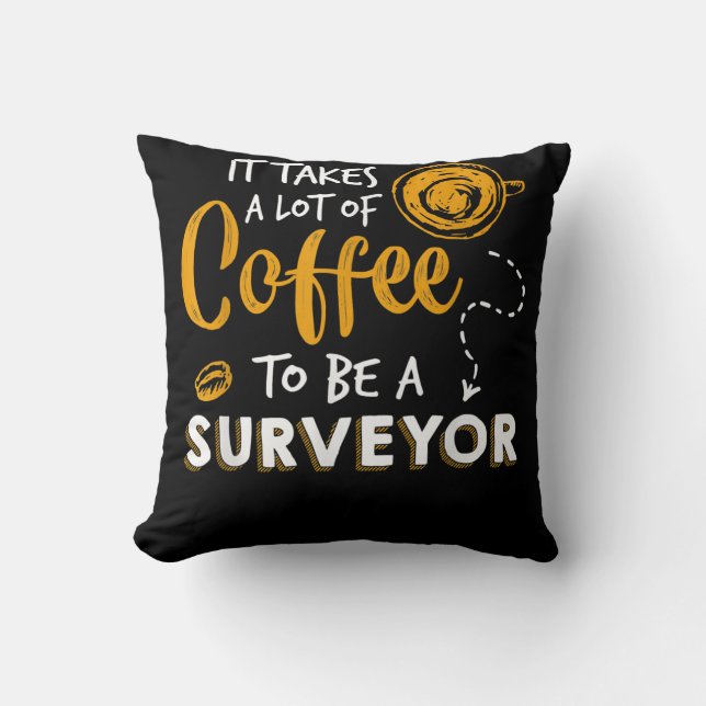 Konstruktion av Coffee Älskare Funny Surveyor Inge Kudde (Framsida)