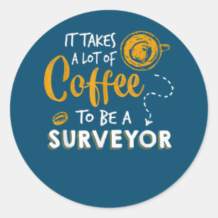 Konstruktion av Coffee Älskare Funny Surveyor Inge Runt Klistermärke