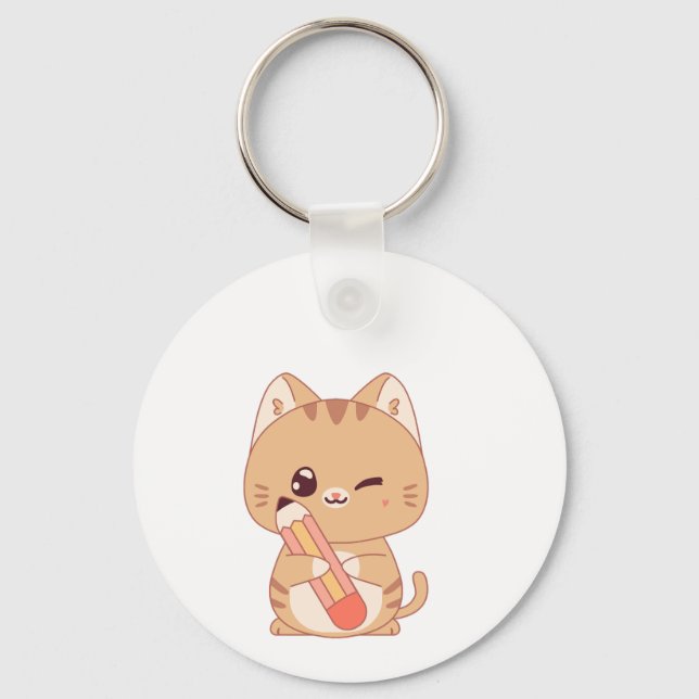 KONSTRUKTION AV CUTE CAT STUDENT CATS ÄLSKARE NYCKELRING (Framsida)