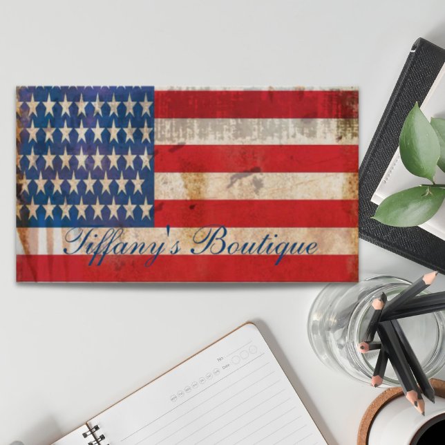 Konstruktion av den amerikanska flagga Patriotic Visitkort (distressed american flag Patriotic construction Business Card)