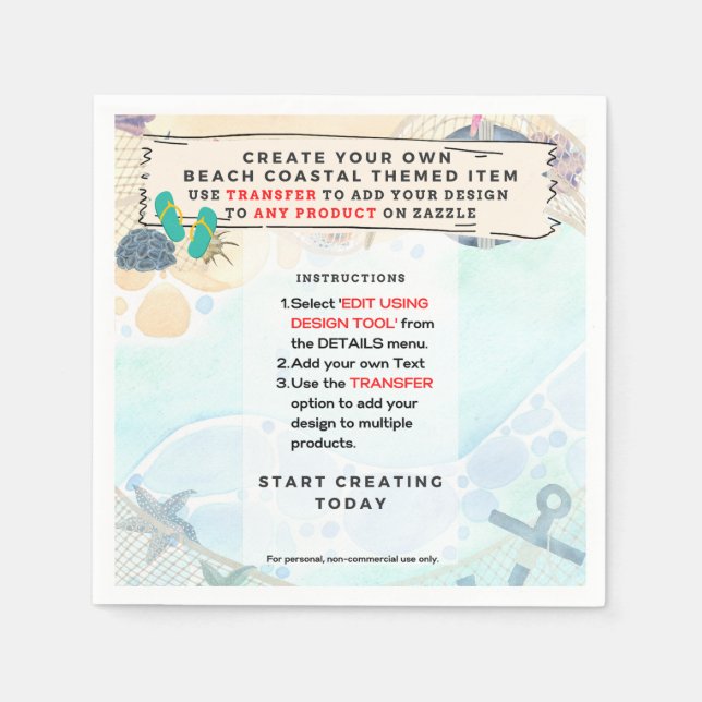 Konstruktion av eget kustnära Nautical Partyware Pappersservett (Framsidan)