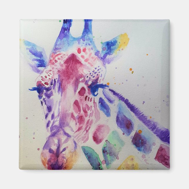 Konstruktion av färgad Giraffe Animal Watercolor A Magnet (Framsidan)