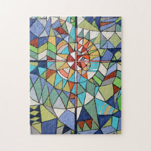 Konstruktion av flerfärgat puzzel i glasform, Kor Pussel
