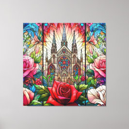 Konstruktion av glasskikt i röd ros canvastryck