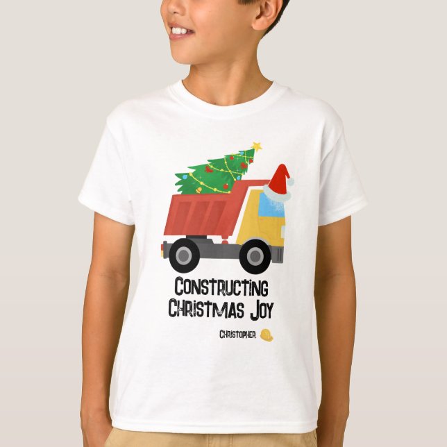 Konstruktion av jul Joy Construction Lastbil T Shirt (Framsida)