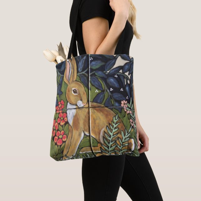 Konstruktion av kanin Hare Tapestry Antique Bunny  Tygkasse (Närbild)