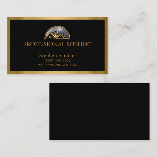 Konstruktion av luxury Roofing Guld Black Visitkort (Fram/baksida)