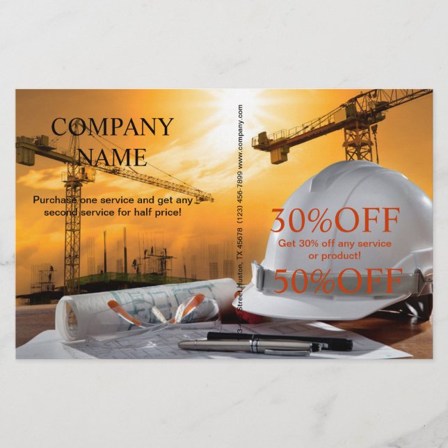 Konstruktion av renoveringskontraktor Handyman Flygblad (Framsidan)