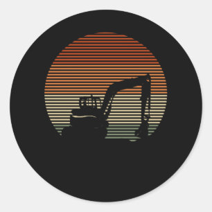 Konstruktion av Retro Excavator Boys Småbarn Runt Klistermärke