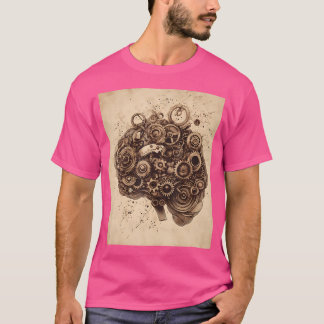 Konstruktion av Steampunk Mekanisk hjärnkonst T Shirt