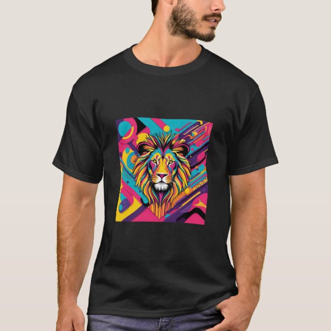 Konstruktion av teckningar Lion som är vibrerande. T Shirt (Framsida)