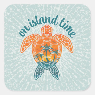 Konstruktion av Tropical Sunset Sea Turtle på Isla Fyrkantigt Klistermärke