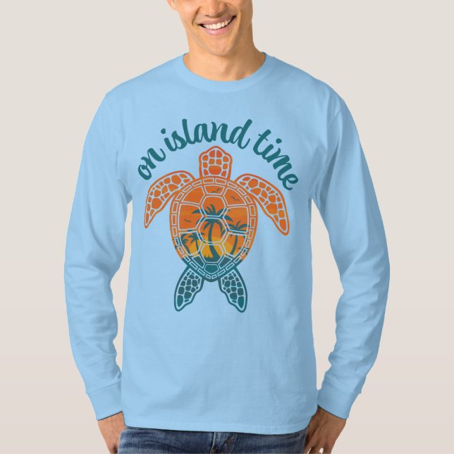 Konstruktion av Tropical Sunset Sea Turtle på Isla T Shirt (Framsida)