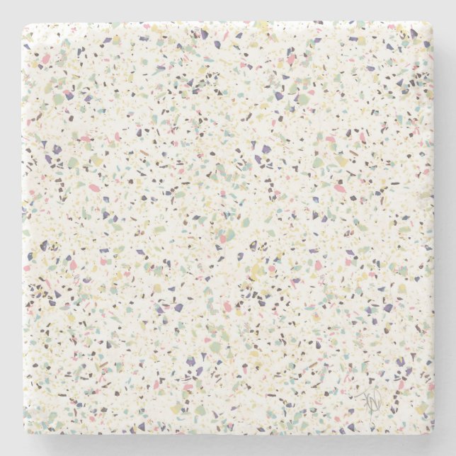 Konstruktion av vintage marmor terrazzo pastel stenunderlägg (Framsidan)