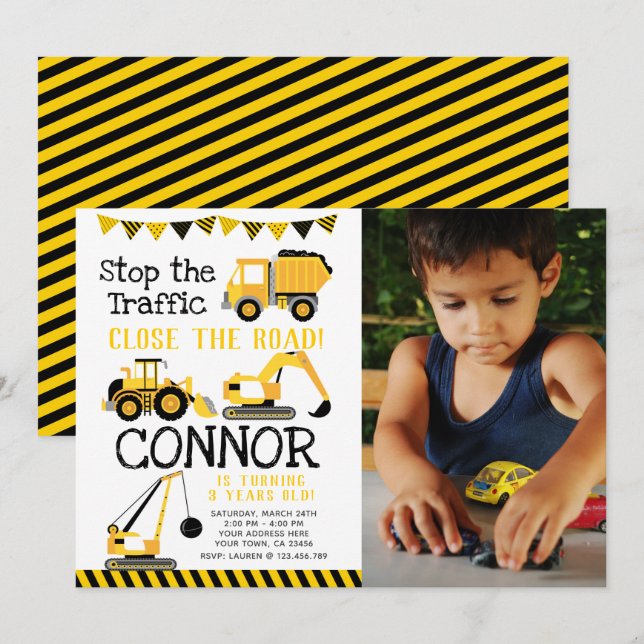 Konstruktion, dumper med foto inbjudningar (Fram/baksida)