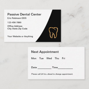 Konstruktion för avtalade tider för Classy Dentist Visitkort