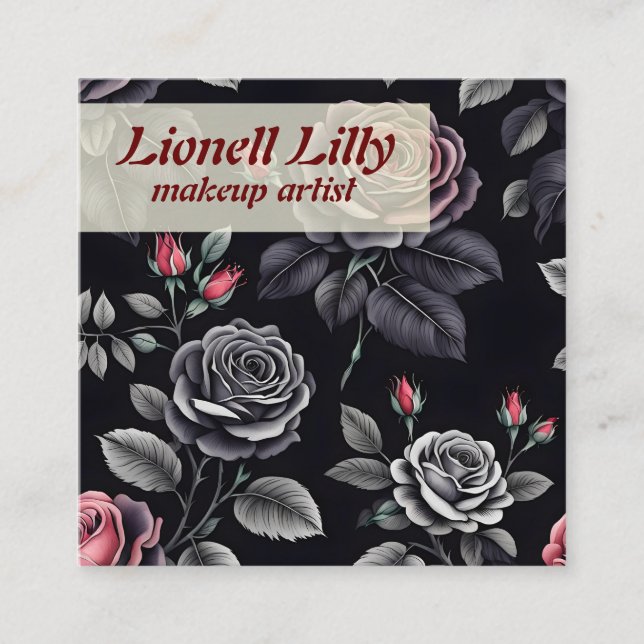 Konstruktion för Blommigt av mörk  Ro Fyrkantigt Visitkort (Framsida)