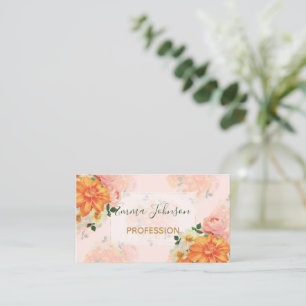 Konstruktion för Blommigt av Rosa och Orange Visitkort