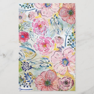Konstruktion för blommigt av vattenfärgsfärg brevpapper