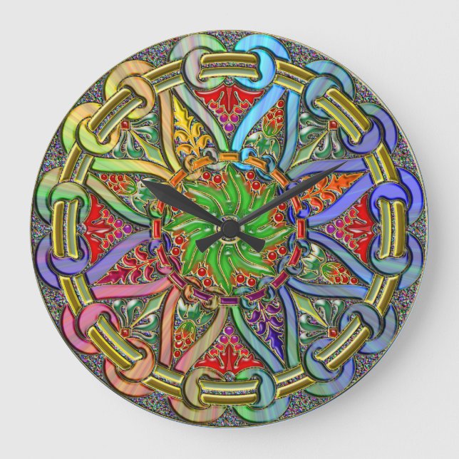 Konstruktion för Blommigt i Finare-cirkeln Stor Klocka (Framsida)