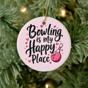 Konstruktion för Bowling Älskare Cute Retro Aesthe Julgransprydnad Keramik